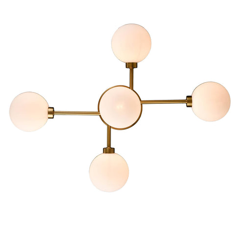 Modern Gold Semi Flush Mount Ceiling Light Glass Globes